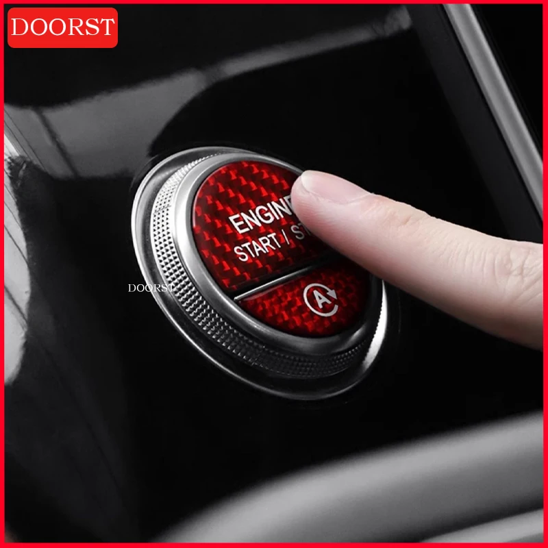 

For Mercedes Benz C GLC E S Class W206 X254 W214 W223 Carbon Fiber Engine Start and Stop Buttons Sticker Interior Modification