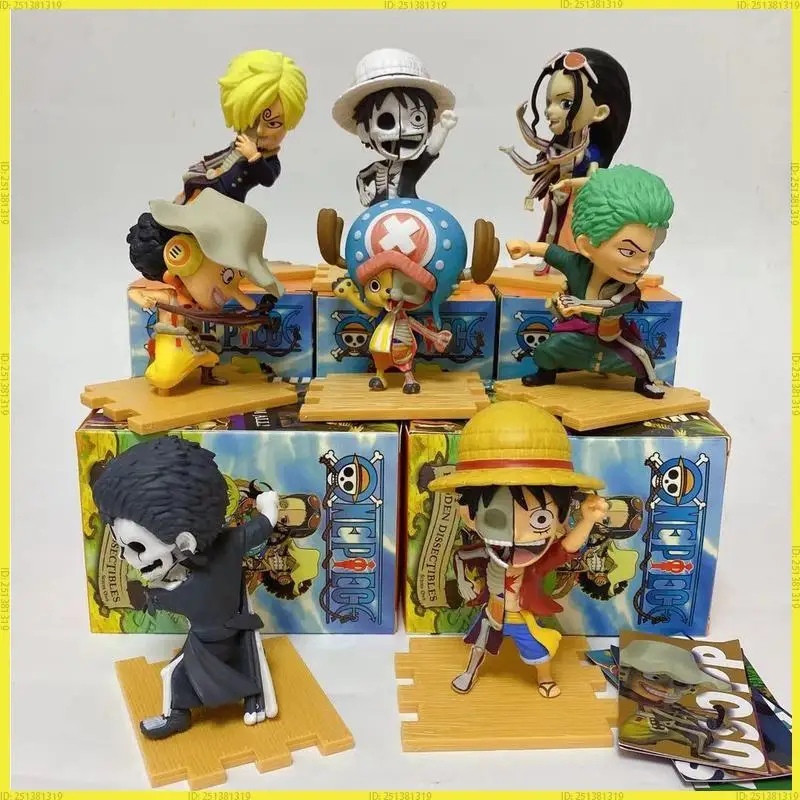 Conjunto de figuras de una pieza, sombrero de paja, caja ciega de piratas, Luffy Zoro Sanji Usopp, figuras de acción de Pvc, juguetes, muñecas de modelos coleccionables
