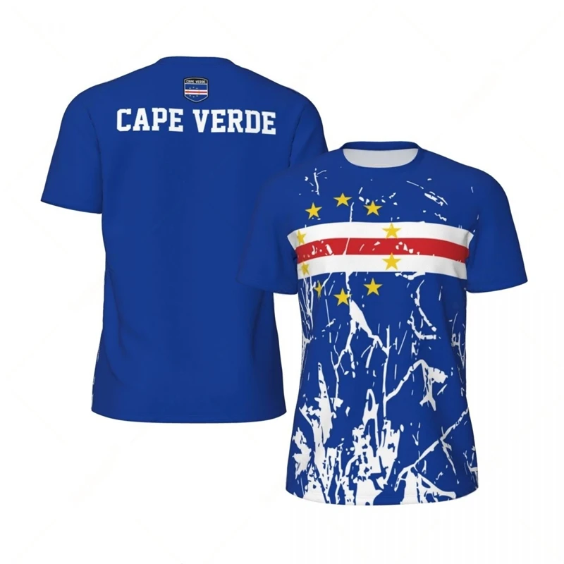 Cape Verde Flag Graphic Football T Shirts Mens National Emblem 3D Printed Sports T-shirt Running Bike Soccer Tennis Fitness Tees