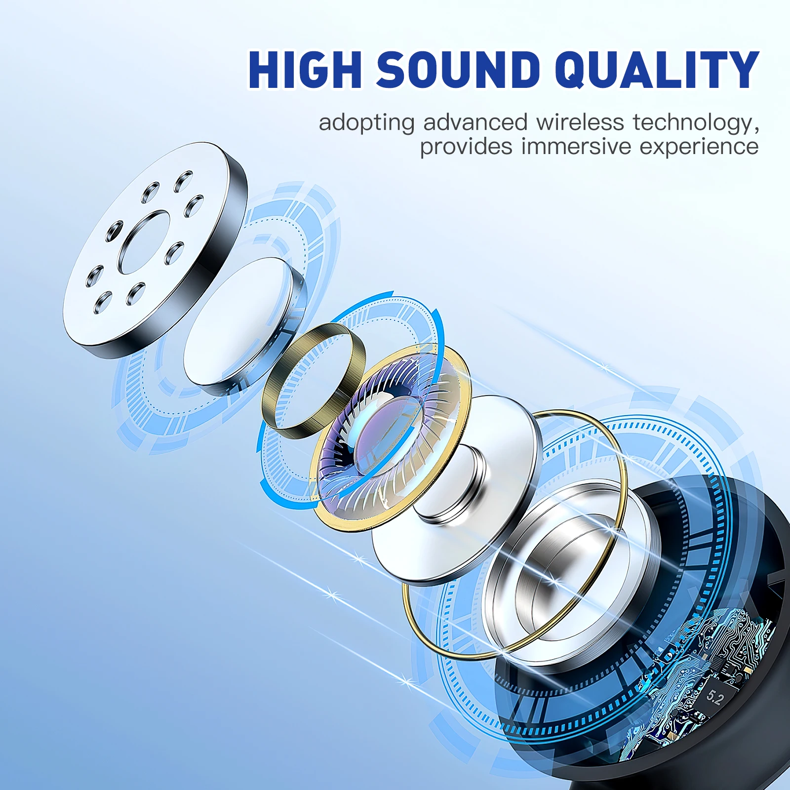 

Wireless Earbuds Headphones Fit Long Life Noise Cancelling Music