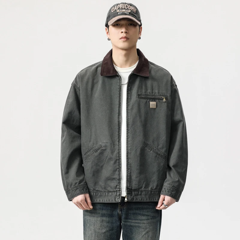 

Американская ретро-куртка в стиле рабочей одежды Detroit, мужская свободная джинсовая куртка Haome из чистого хлопка, повседневная куртка, весенний тренд, бренд Tagkita