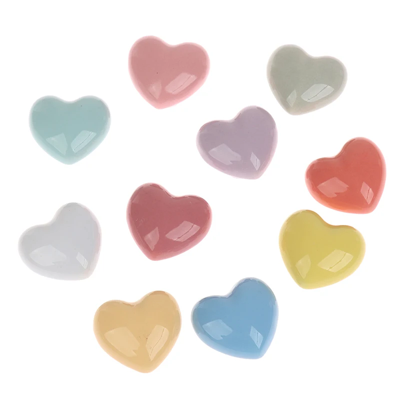 Cartoon Color Hearted Shape Ceramic Doorknob Wardrobe Door Single-hole Round Drawer Handle Home Hardware Accessories