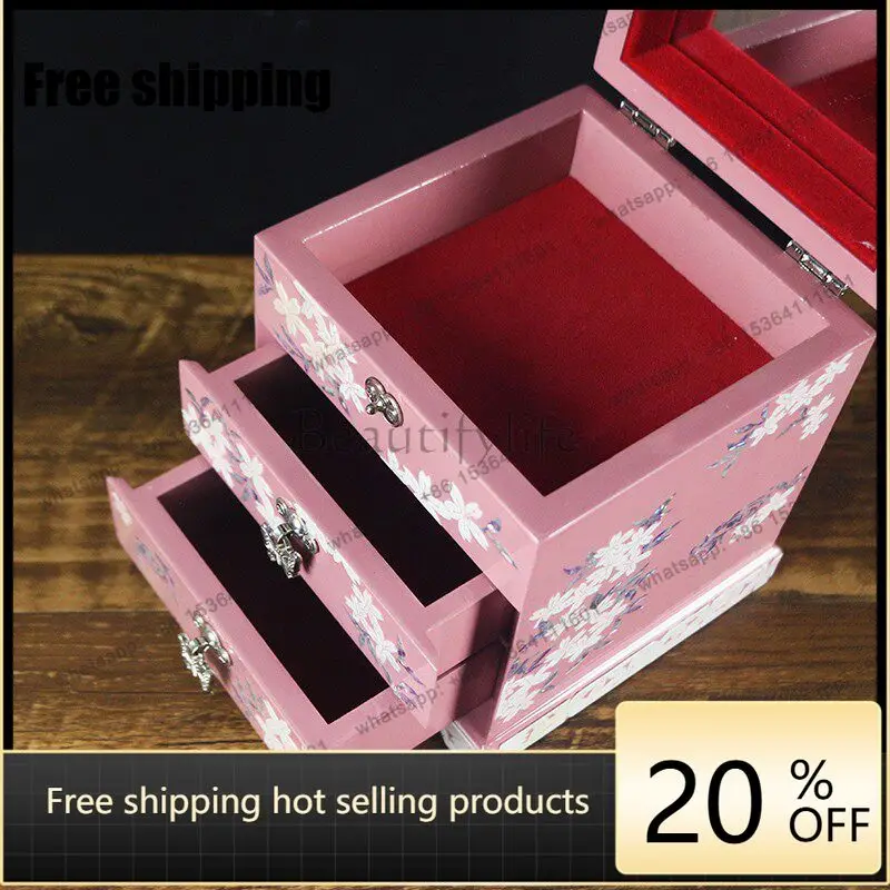 Factory Direct  lacquer screw jewelry box retro wedding mother's day gift multi-layer storage