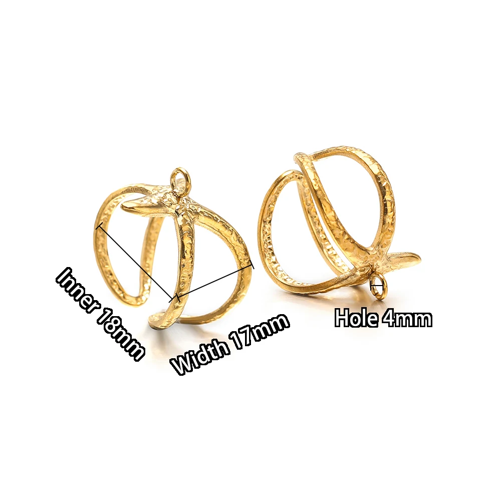 5pcs Stainless Steel Pvd Gold Adjustable Open Rings Settings Geometry Wide Chain Ring Base for DIY Jewelry Making Accessories image 6