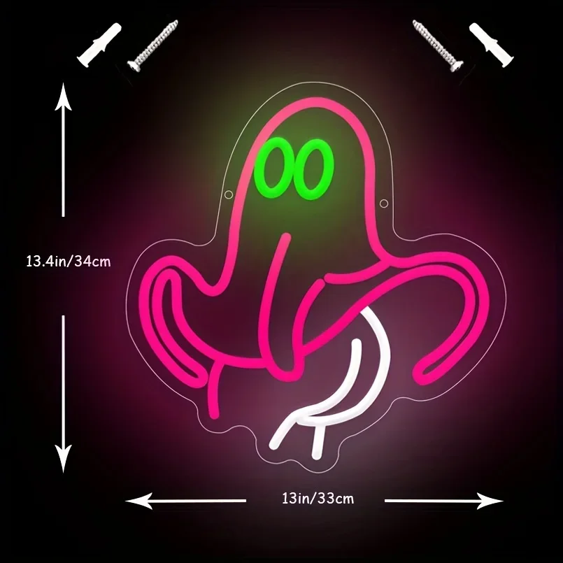 Halloween Ghost Neon Sign Luzes LED, Decorações de quartos, Quarto, Homem Caverna, Birthday Party, Home Decor, USB