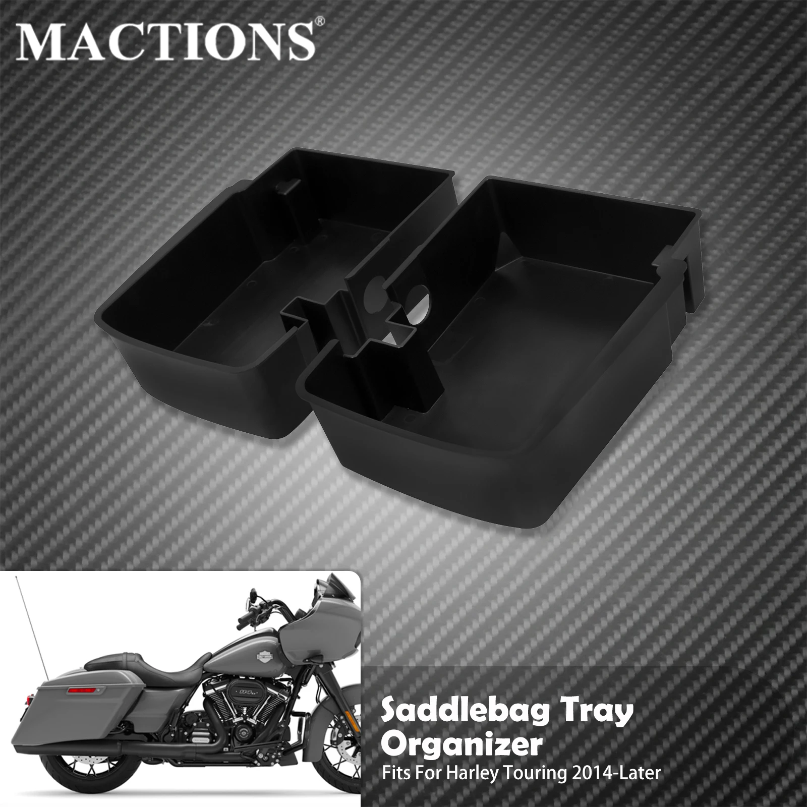 Черная седельная сумка для мотоцикла, Верхняя полка, жесткий лоток, органайзер для Harley Touring Street Electra Glide CVO Ultra Road King 2014-2019