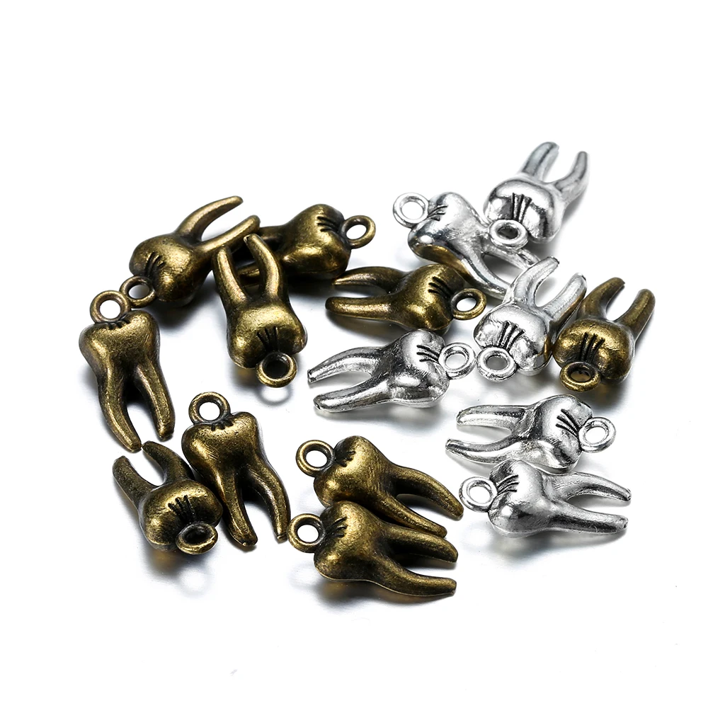 20Pcs/lot 3D 7x16mm Tibetan Silver Color Zombie Tooth Pendant Teeth Molar Charms For Necklace Bracelet DIY Jewelry Making image 4