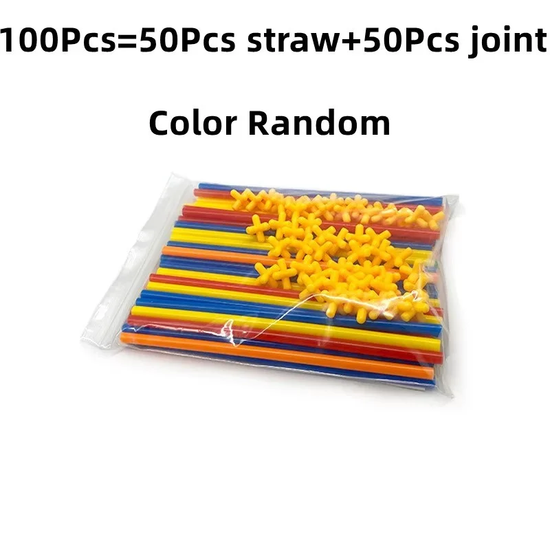 100 Pcs Straw Block Assembly Creative Toy Magic Smart Stick DIY Building Toy Kindergarten Versatile Construction Materials Toys