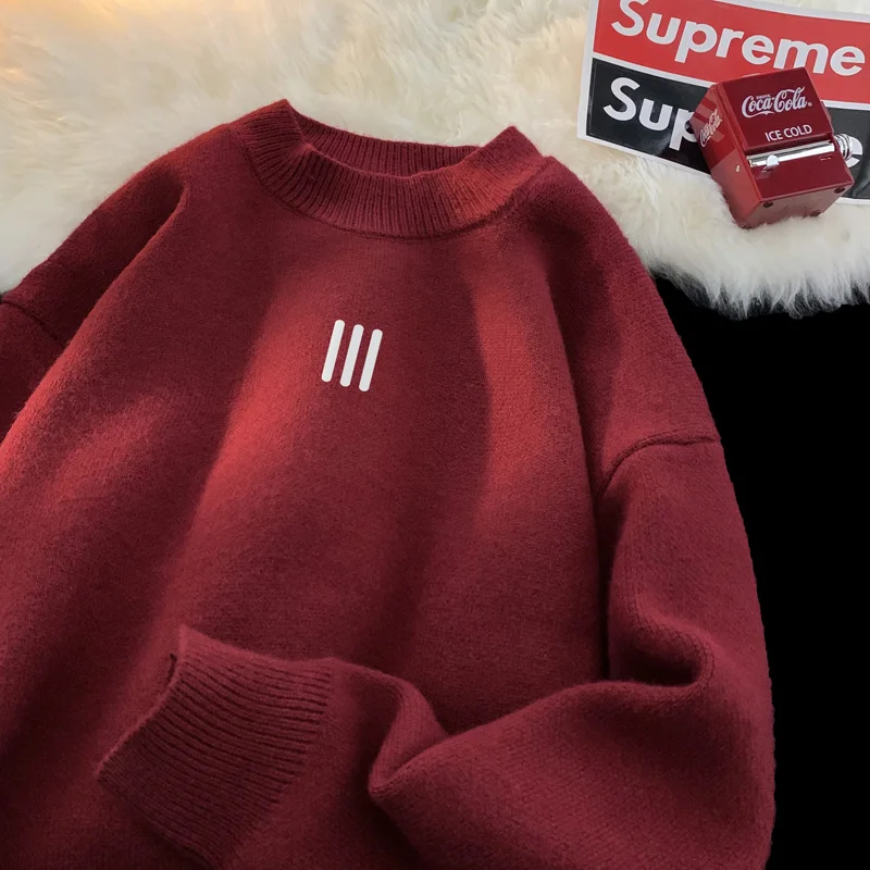 

Мужской повседневный вязаный свитер: мягкий, свободный, в стиле кэжуал, для подростков, весна-осень, простой, универсальный, теплый, с принтом, с длинным рукавом