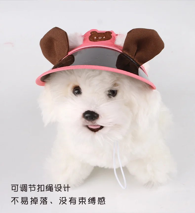 

Adjustable Pet Sun Protection Hat Breathable Open Ear Design for Small Dogs Cats Outdoor Use Decorative Dog Cosplay Hat Puppy