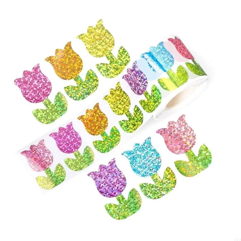 Y5LB Gift Sticker Butterfly Sticker Flowers Labels Glittering Reward Sticker for Kids