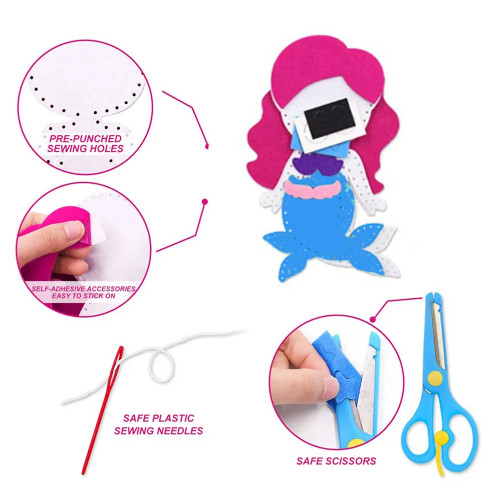 

Набор для шитья из фетра: милые животные, полный комплект аксессуаров для домашнего декора и развития уверенности в себе