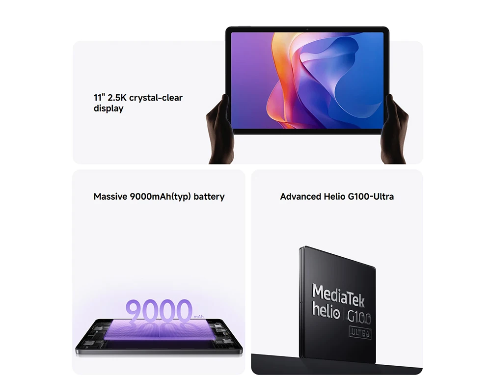 Xiaomi Redmi Pad 2 Global Version Wifi 11" 2.5K Crystal-clear Display MediaTek Helio G100-Ultra Mi Tablet  90Hz Display 9000mAh