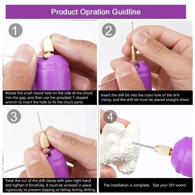  Micro Electric Hand Drill Set with 3pcs Drill Bits Epoxy for Jewelry Making DIY