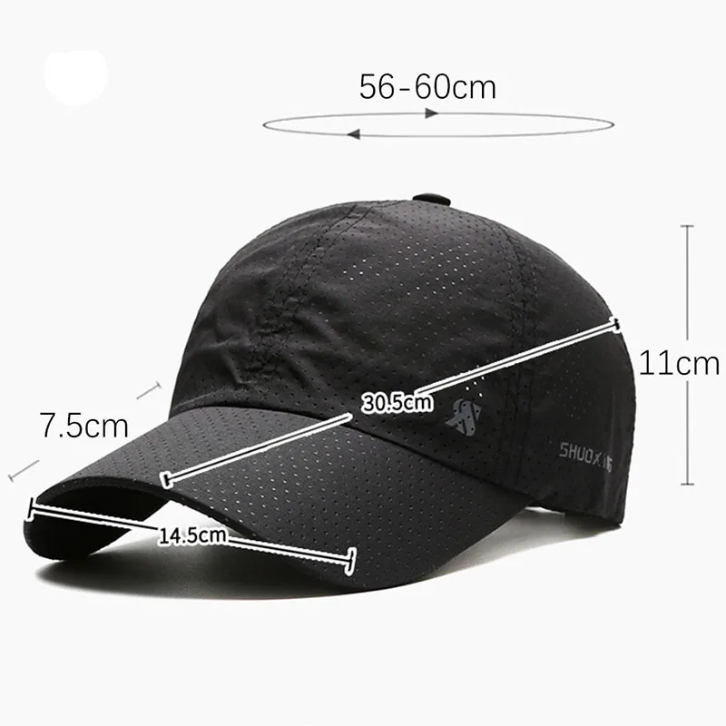 Gorra de béisbol de malla lisa para hombre y mujer, gorro impermeable transpirable de secado rápido a la moda para deportes al aire libre, visera de