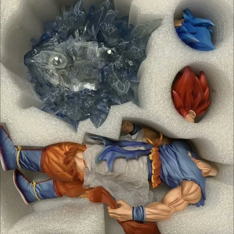 

33 см/12,9 дюйма Jt Toy Goku Статуя Dragon Ball Z Super Saiyan Goku Рисунок Замена головы Светодиодная база Статуя Gk Коллекционная модель игрушки в подарок