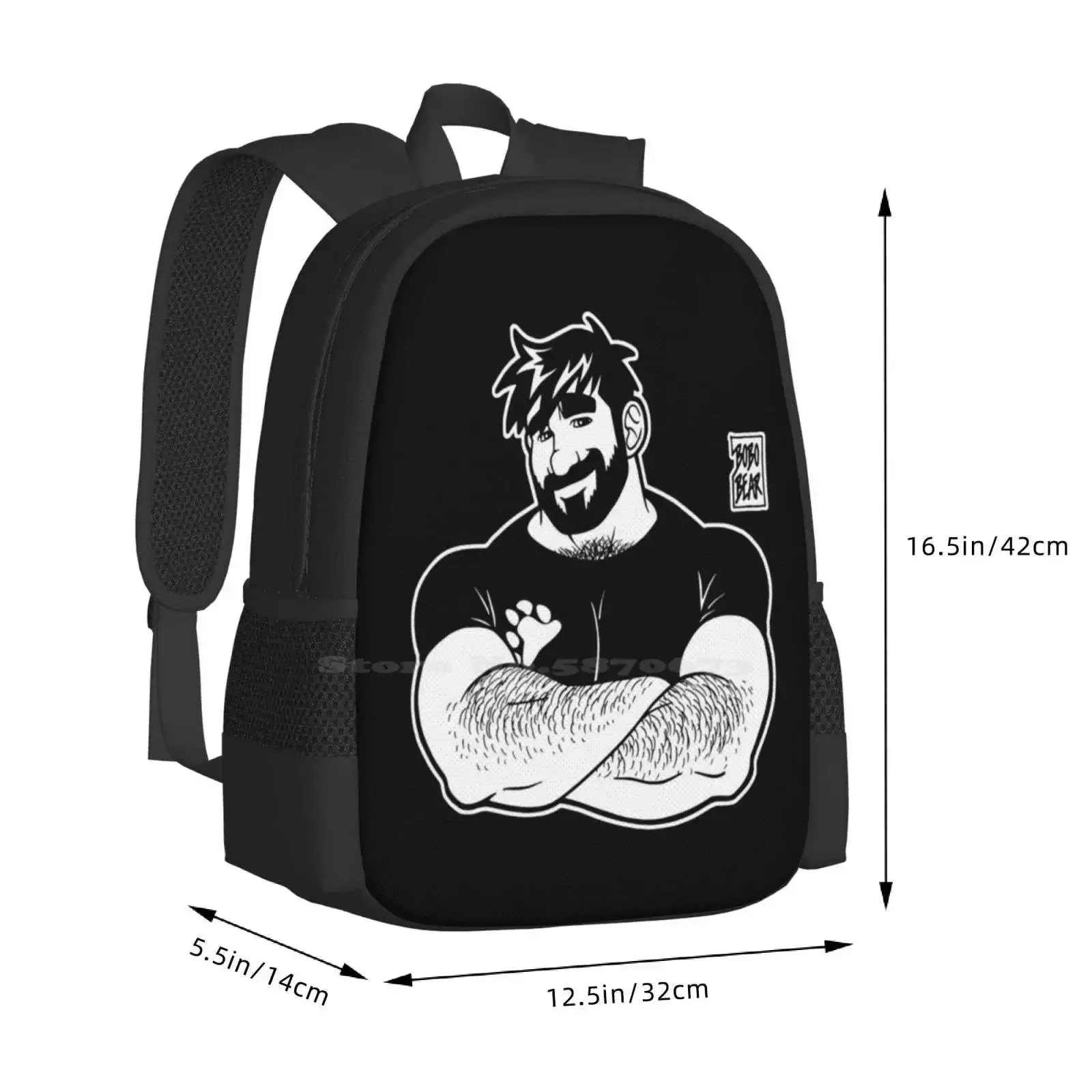 آدم يحب الأسلحة-حقيبة مدرسية ذات سعة كبيرة على ظهره كمبيوتر محمول Bobobearart Bobo Bear Bear عطلة نهاية الأسبوع قضاعة رجل مثلي الجنس الفن الدب الفن مثلي الجنس