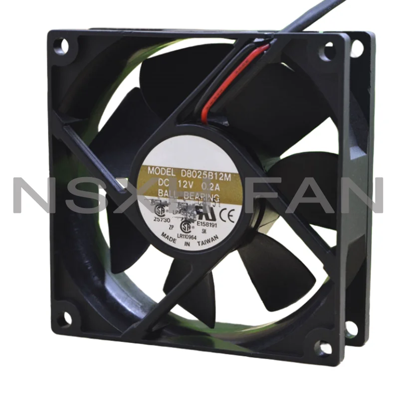 ORIGINAL 8025 D8025B12M 8CM 12V 0.20A 3WIRES BALL CASE FAN