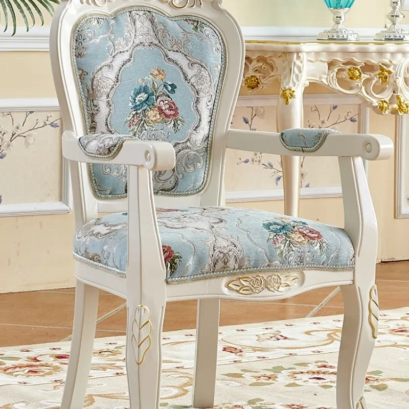 Dining chair casual simple solid wood backrest chair desk nail art computer chair comfortable leather home European style