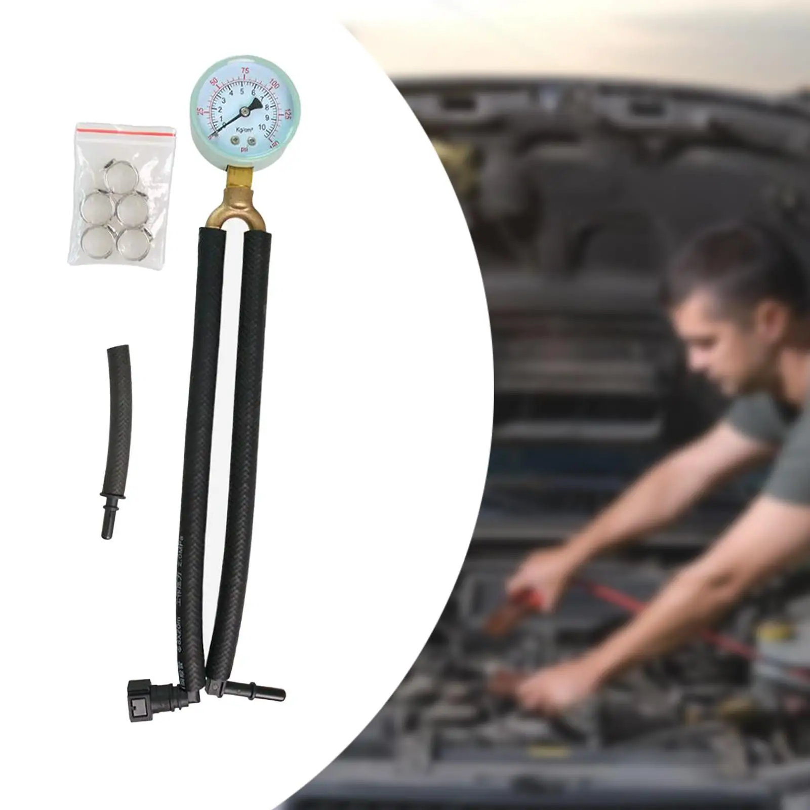 

Oil Pressure Tester Kit Fuel Pressure Gauge Kit Oil Pressure Tool Professional Quick Connected Fuel Injection Pressure Tester