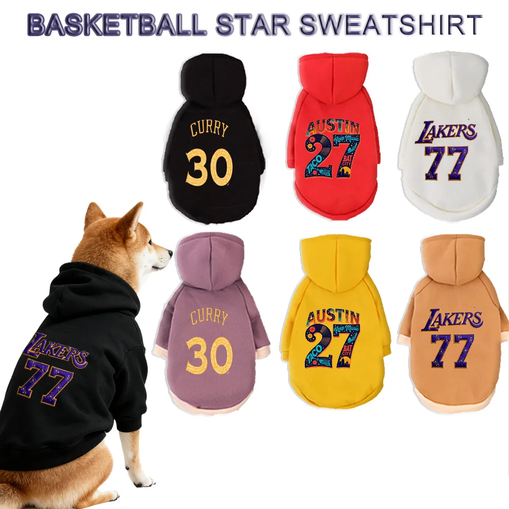 

Pet Hooded Sweatshirt Basketball Star Sportswear Cats & Dogs Winter Warm Clothes Suitable For Teddy Golden Retriever