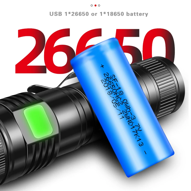 Powerful 60000LM LED Flashlight XHP50 LED Flashlight USB Rechargeable Torch Zoom 5Mode Flashlight Lantern Use18650/26650 Battery