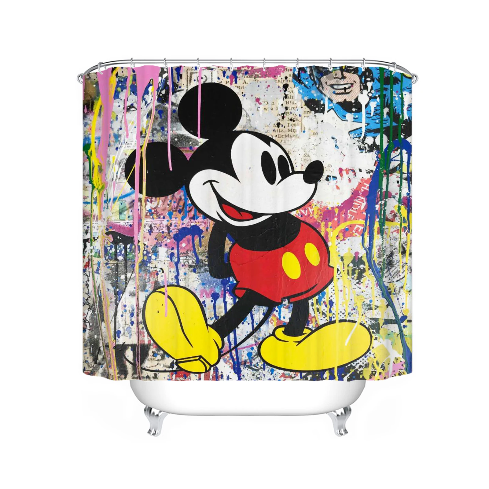 Mickey Anime Shower Curtain Bathroom Accessories Sets Full Set For Luxury Bath Waterproof