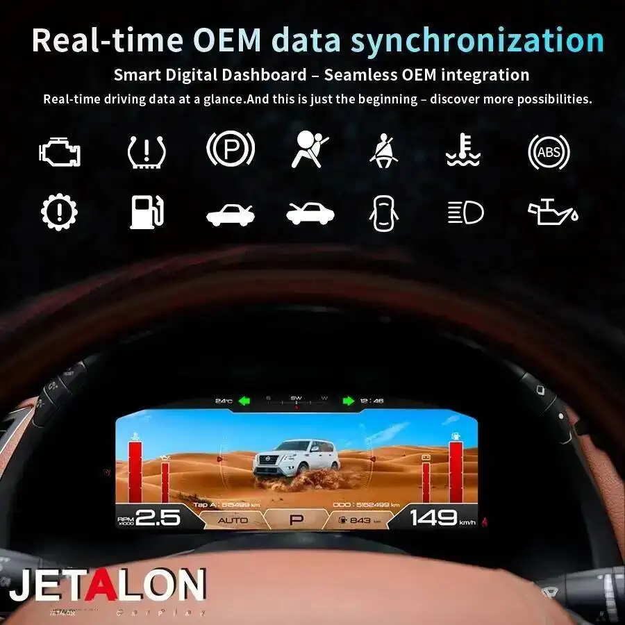 Virtual Cockpit Speedometer Digital Dashboard Cluster Linux System For Nissan Patrol Y62 2015-2021 Car Full LCD Instrument Panel