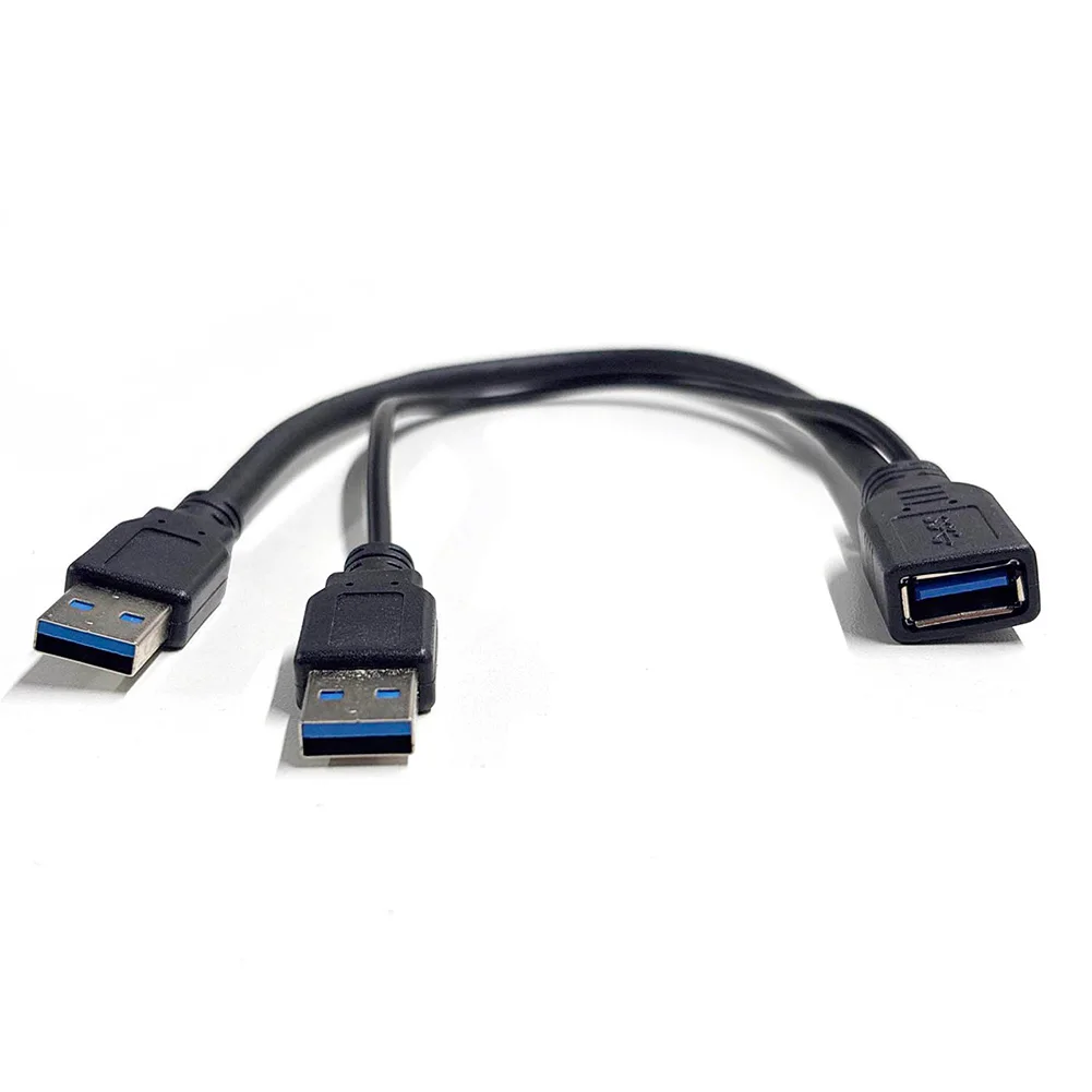 USB 3.0 to Dual USB Extra Power Data Extension Cable Dual USB External PC Accessories for 2.5 inch External HDD