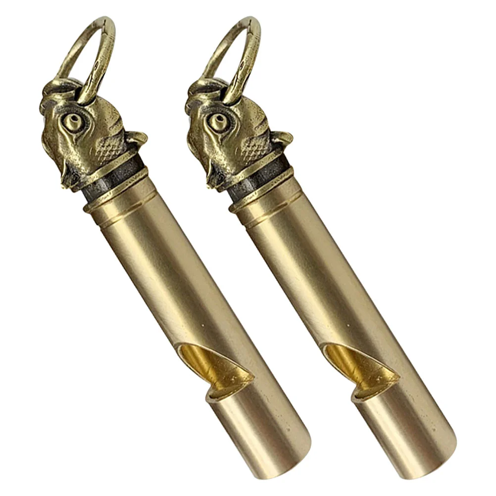 

2 Pcs Brass Whistle Whistles Bulk Small Keychain Loud Emergency Bird Training Bags Child