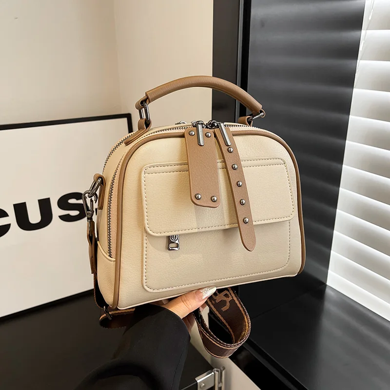 Fashion Female Solid Color PU Leather Shoulder Bag for Women Luxury Brand Women‘s Handbags Leisure Retro Style Lady Handheld Box