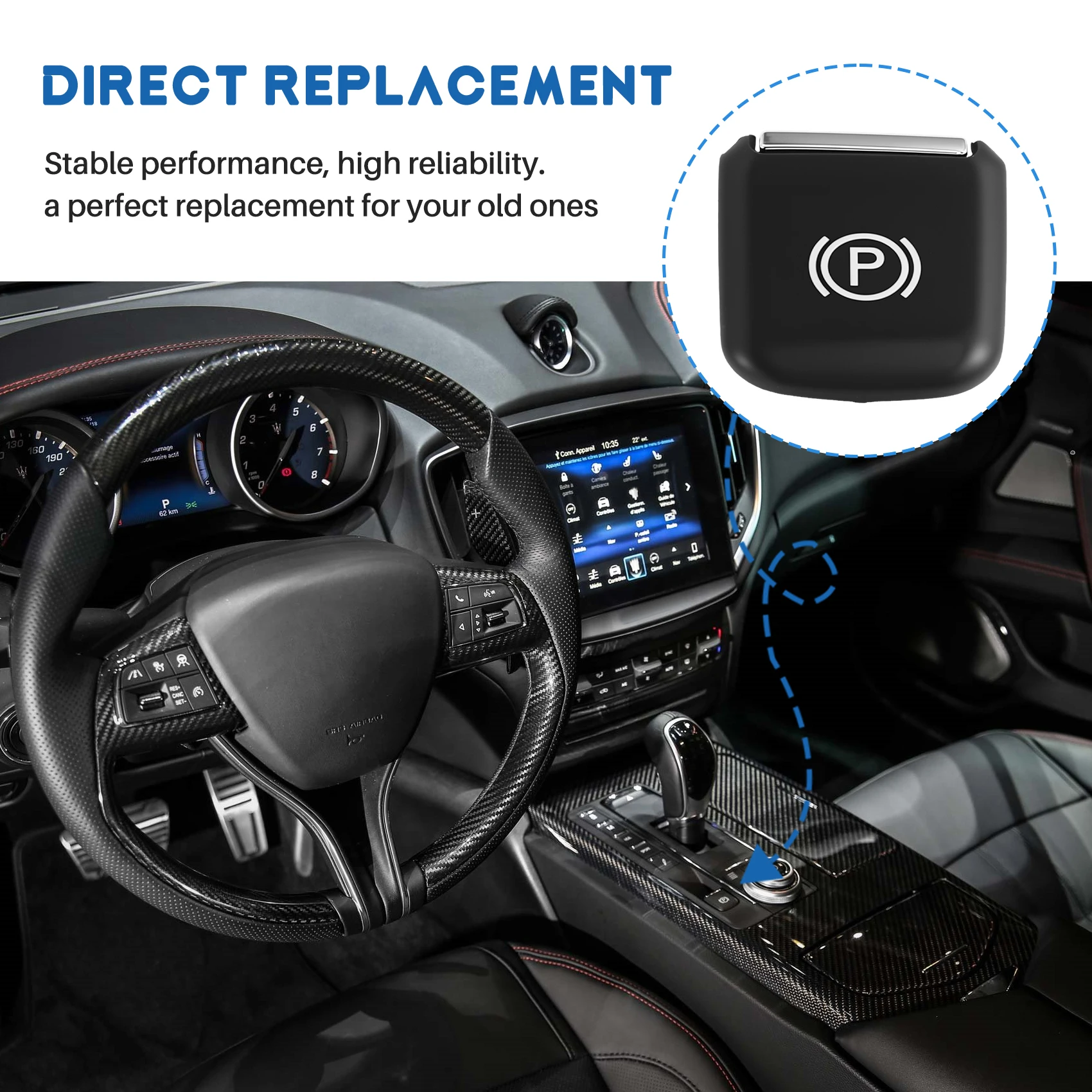 

Auto P Button Cap Electronic Handbrake Assembly Parking Brake Switch Cover For Ghibli 2018-2024-N32R