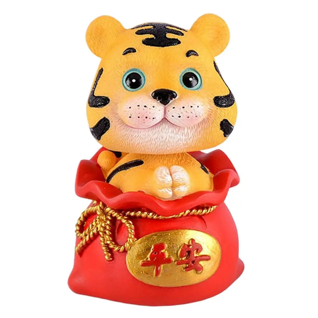Tiger Animal Sculpture Resin Figurine Home Decor Tabletop Car Ornament for Office Bookshelf Collect