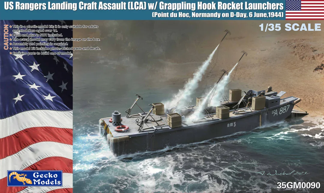 

Gecko model scale model kit 35GM0090 Rangers Landing Craft Assault (LCA) w/Grappling Hook Rocket Launchers 1/35