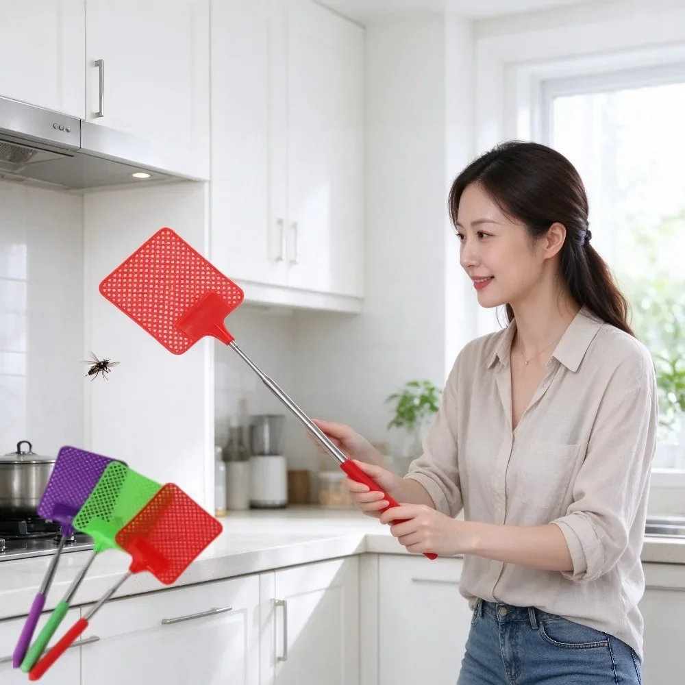 Lightweight Telescopic Fly Swatter Long Reach Manual Fly Killer for Kitchen Office Patio