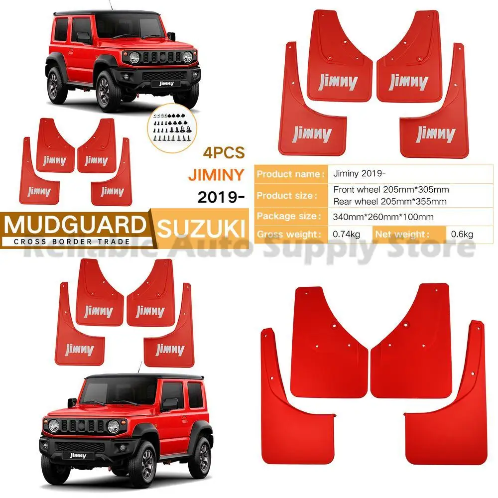 

For Suzuki Jimny 2019-2023 Red Fender Flares Piva Car Styling Accessories with Logo Premium Quality Durable Design Perfect Fit