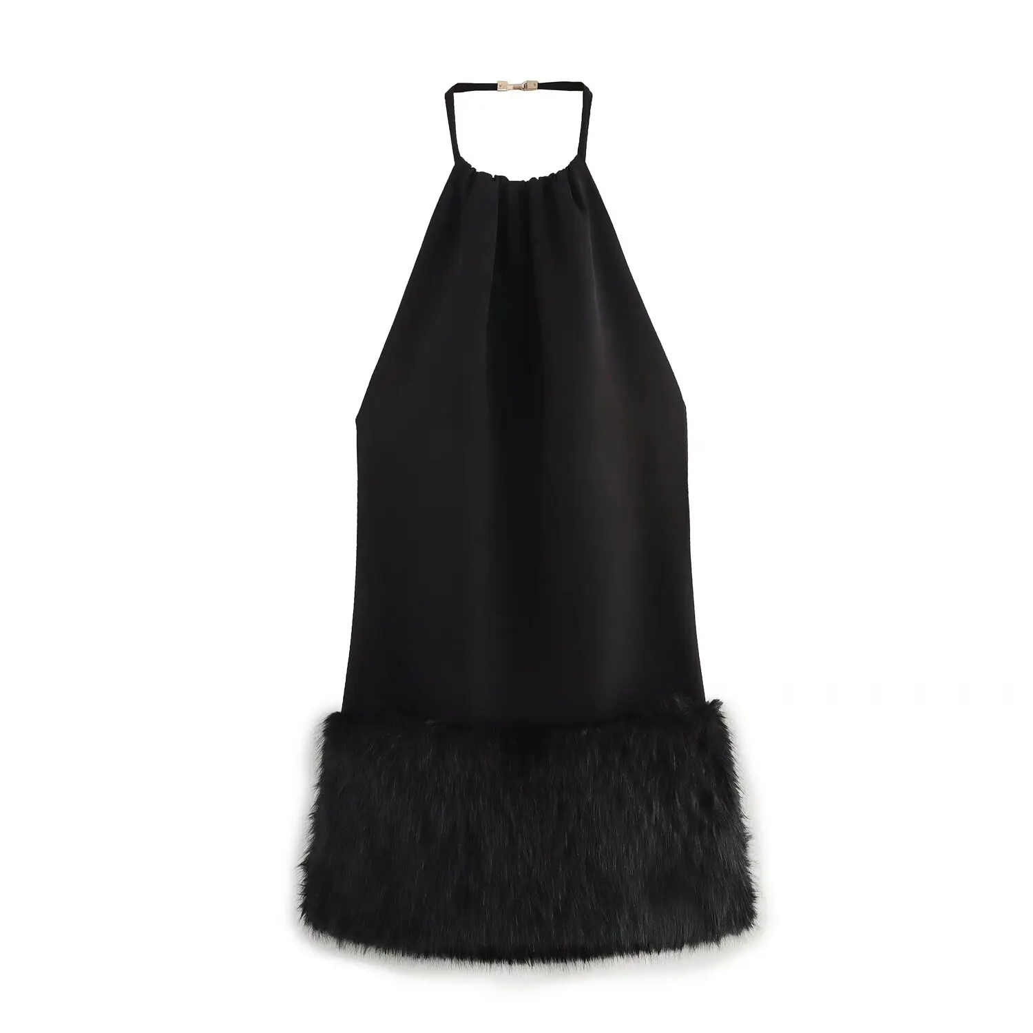 

TAOP&ZA Women's 2025 Spring New Classic Fashion All-match Artificial Fur Effect Hem Dress 3692959