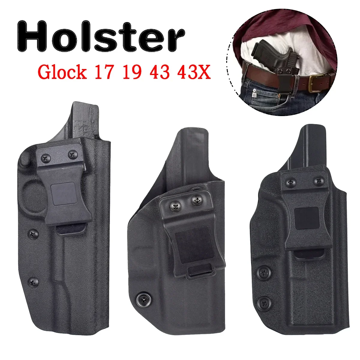 

Pistol Gun Holster For Glock 43 43x 17 19 26 1911 CZ P07 G2C Inside Waistband Concealed Carry Belt Clip Pouch Gun Storage Case