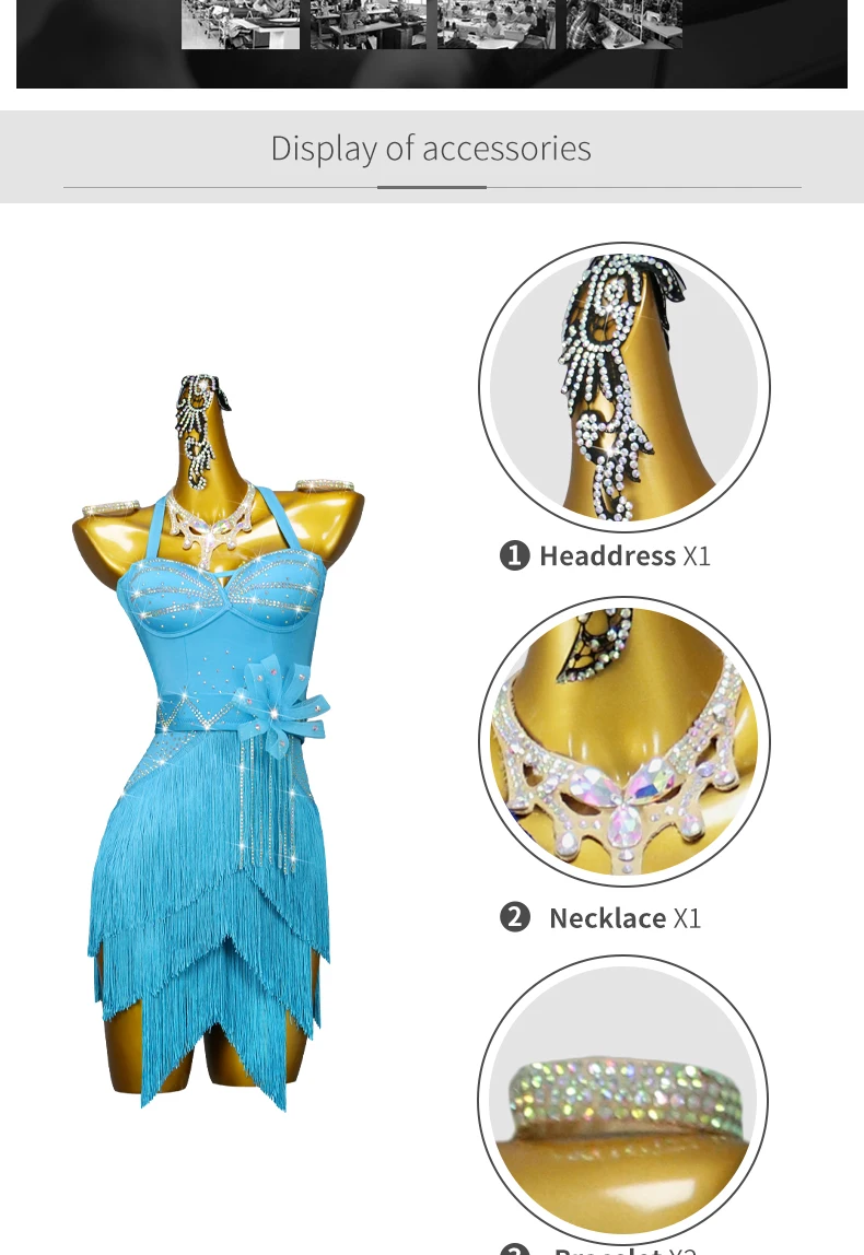 Damen Party Amerikanisches Kleid Lateinamerikanisches Tanzkostüm 2026 Neue Produkte Wettbewerbsanzug Mädchen Samba Ballsaal Bühnenkostüm Kurze Kleidung – Detail 4