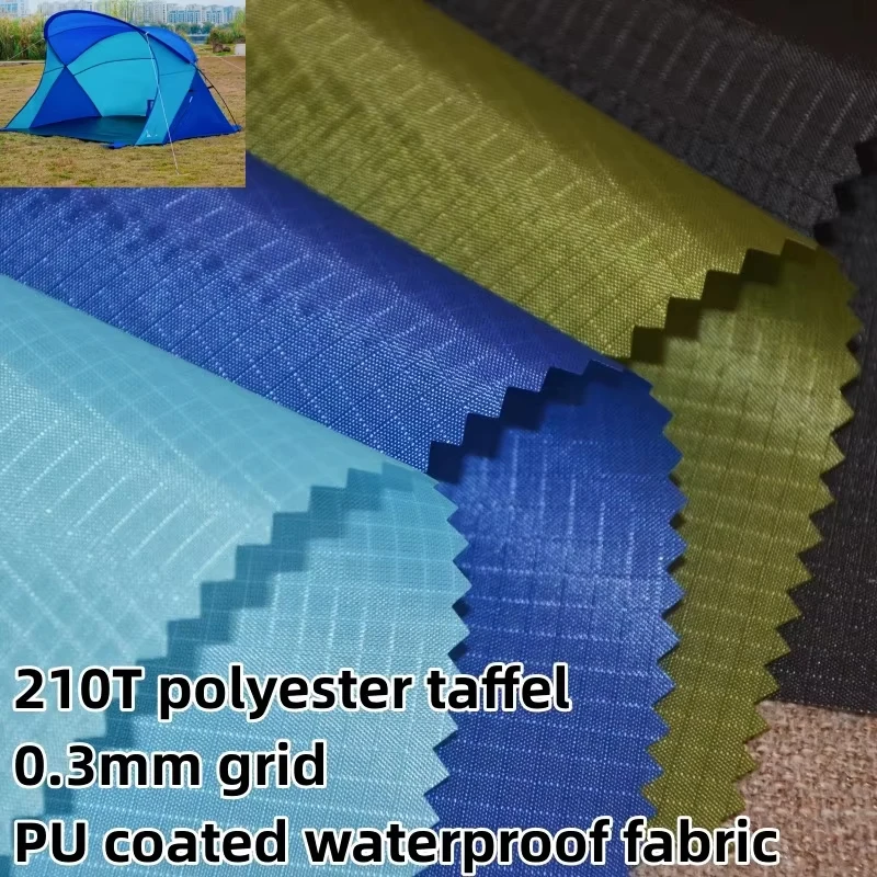 

210T Checked Polyester Taffeta Waterproof Fabric for Umbrella Tent Kite Shopping Bag DIY Handmade Cloth PU Coating Fabric