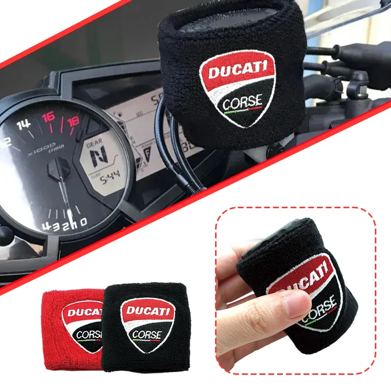 

Motorcycle Embroidery Front Fluid Oil Brake Reservoir Sock Cover for Ducati Monster 695 696 795 796 Panigale Diavel V2 Scrambler