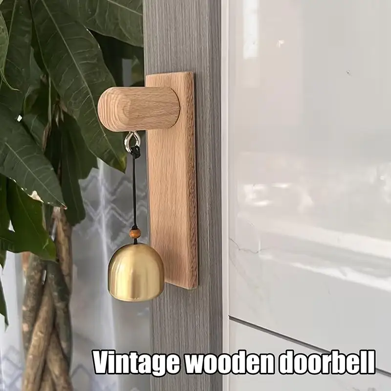 1-piece Retro Wooden Doorbell, Mechanical, No Power Required, Made Of Solid Wood, Designed In A Rustic Farmhouse Style.
