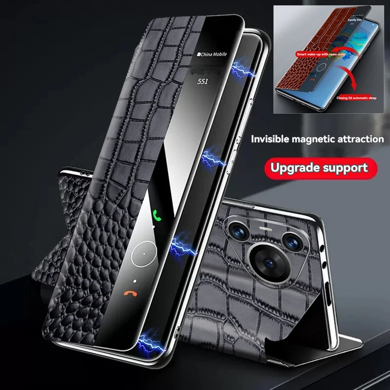 

High Grade Business Genuine Leather Smart Flip Phone Cover For Huawei Pura 70 Ultra/Pura 70 Pro+ Series