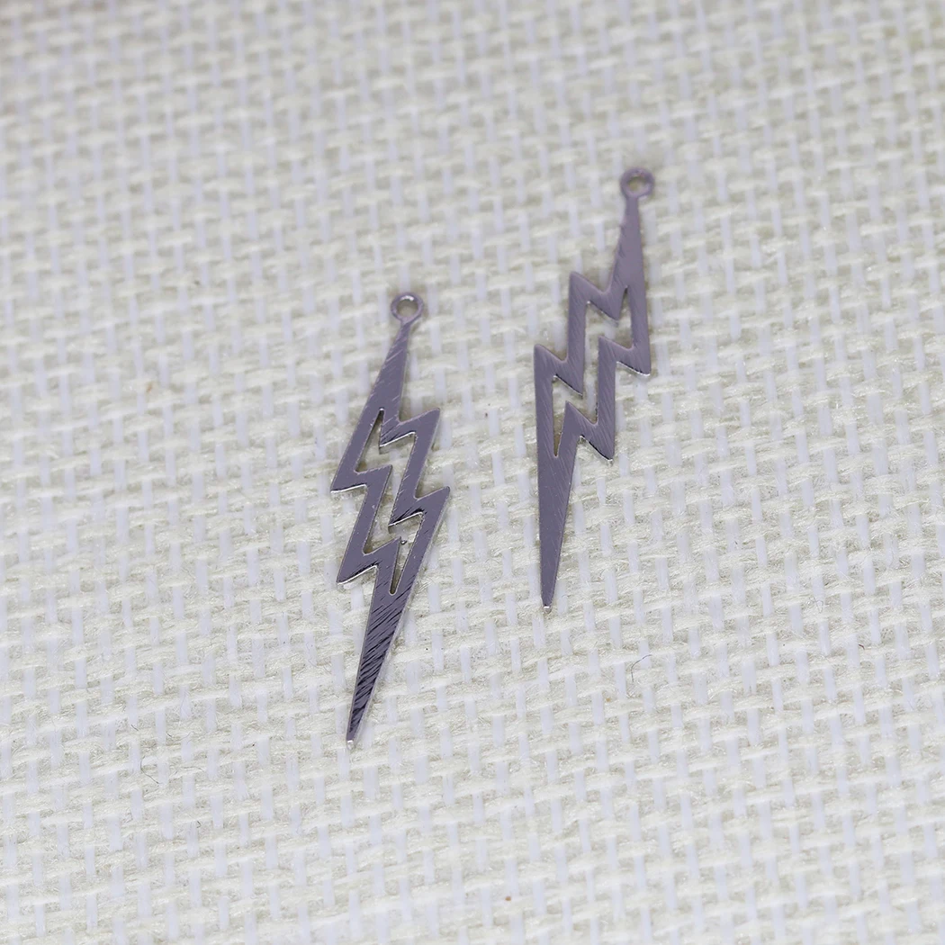 5PCS Simple Lightning Pendant DIY Stainless Steel Gift For Women Men Charm Pendant For Bracelet Jewelry Findings