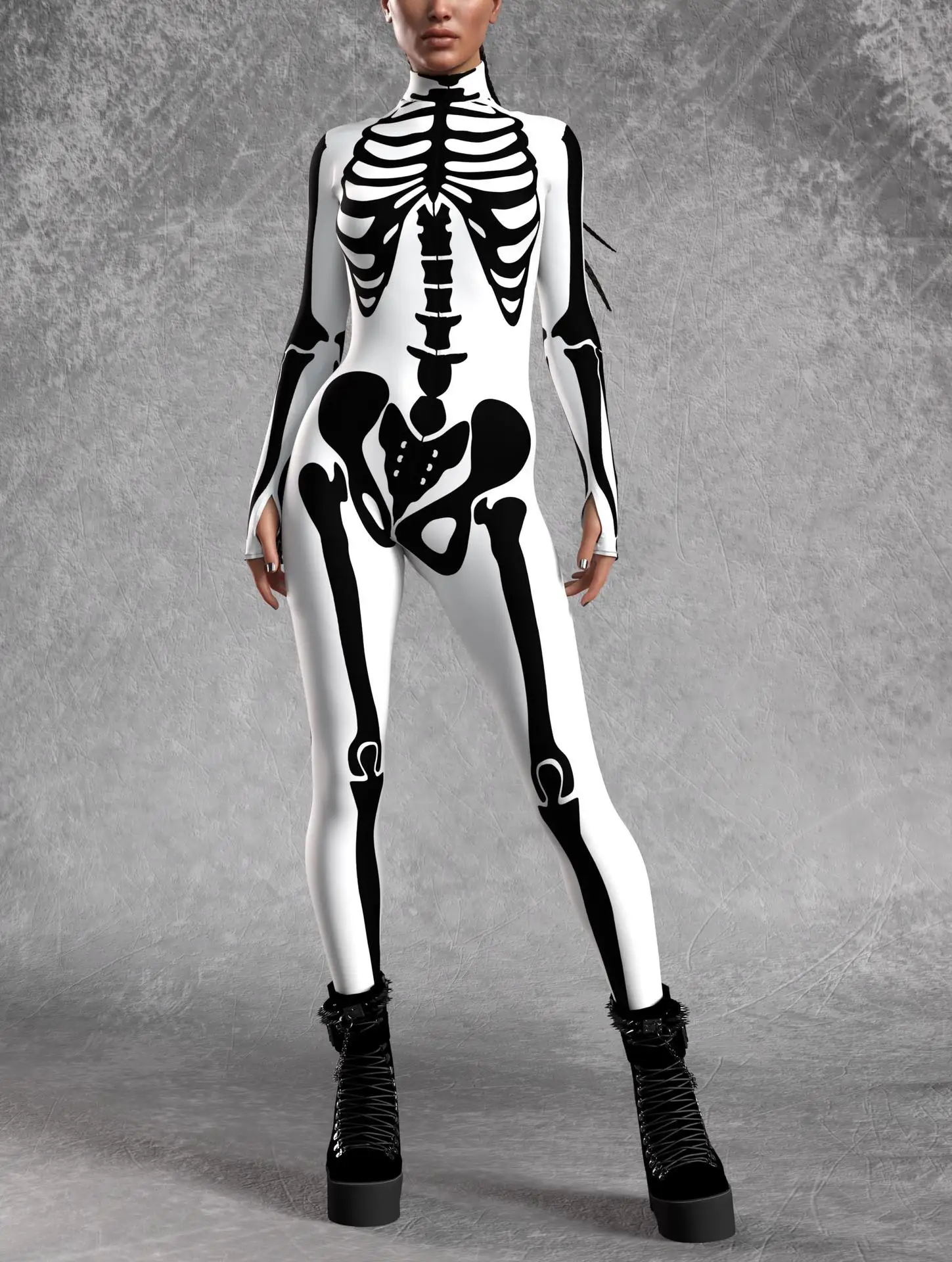 Sexy Damen Psychedelischer Netz-Cosplay-Jumpsuit Horror Halloween Festival Party Bodysuit Karneval Bühnenauftritt Eng Anliegend – Detail 36