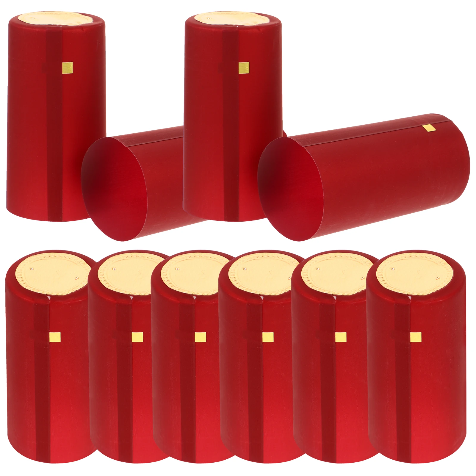 

100pcs Bottle Sealing Film 30mm Diameter 60mm Height Red Gold Shrink Capsules Disposable PVC Wrap For Storage
