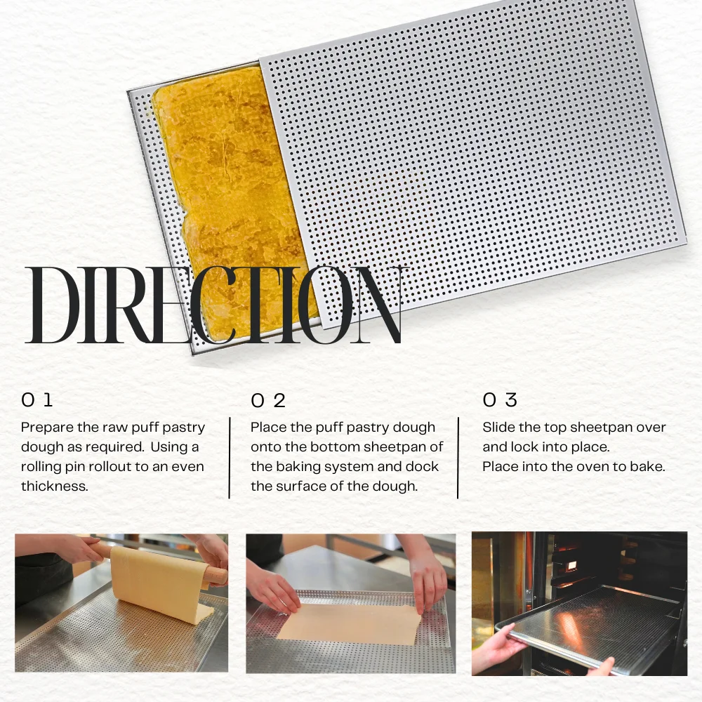 Puff Pastry Baking Tray Mille Feuille Rectangular Pastry molds Baking Pan Perforated Baking Pan Dish Oven Tray Bread With Hole