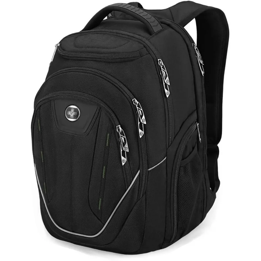 Swissdigital Design Large Travel Backpack For Men TSA-Friendly Business Laptop Backpack USB Charging Port RFID Protection Tech