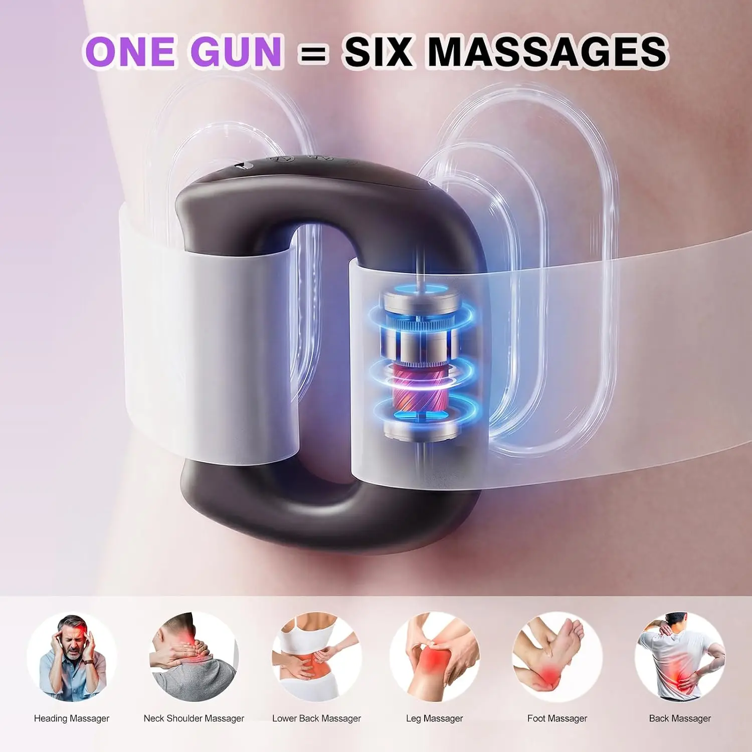 Mini Massage Gun with Heat & Waist Belt, Portable Vibration Muscle Massager, Deep Tissue Massager for Neck Shoulder Back Legs Wa view 6