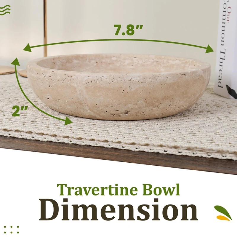 

tray Travertine Decorative Bowl for Home Decor - Modern Centerpiece for Entryway or Kitchen